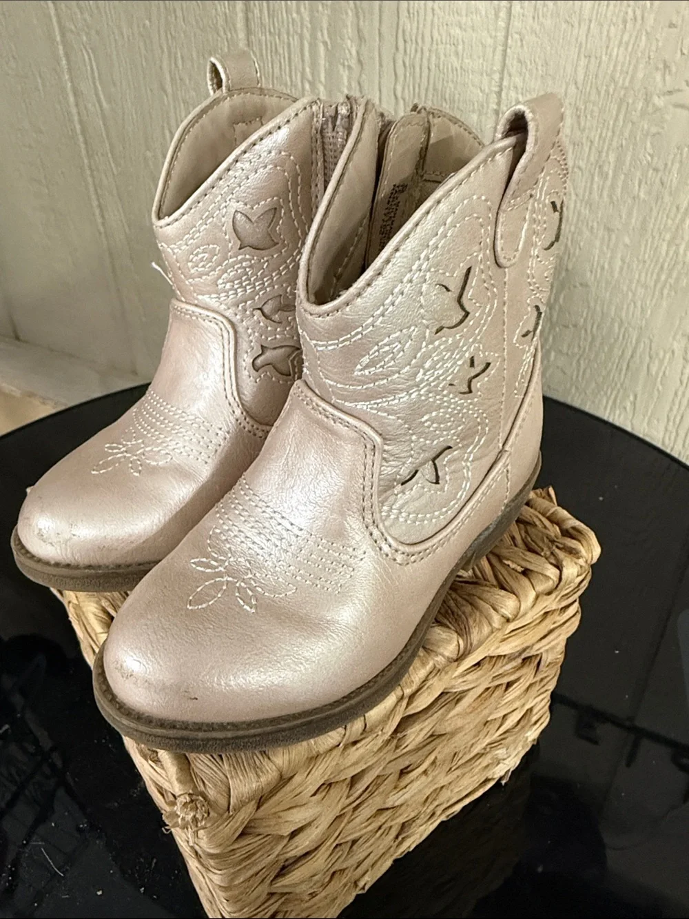 Cat & Jack Metallic Rose Gold Kids Cowboy Boots